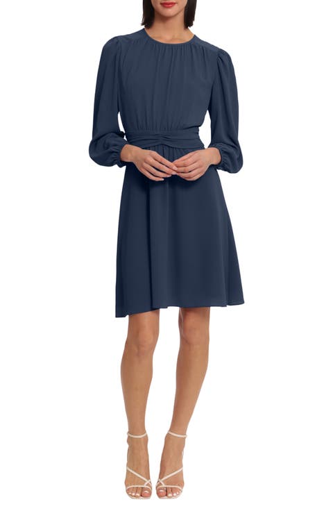 Ruched Waist Fit & Flare Dress