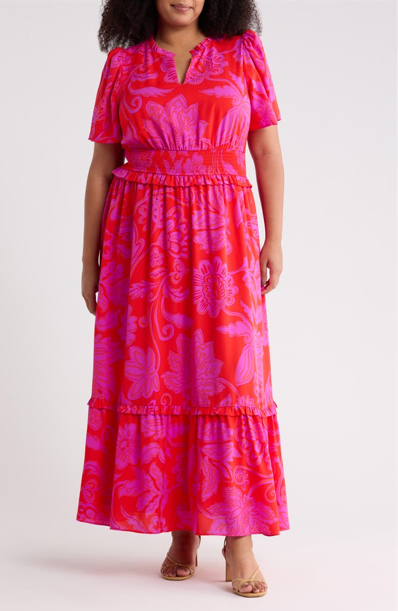 SUGARLIPS Imara Floral Valencia Maxi Dress, Main, color, Red-Fuchsia