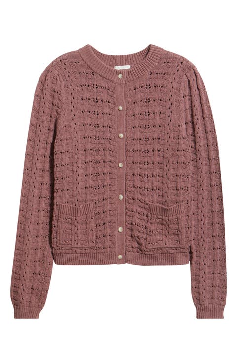 Pointelle Stitch Cotton Cardigan