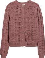 Caslon® Pointelle Stitch Cotton Cardigan