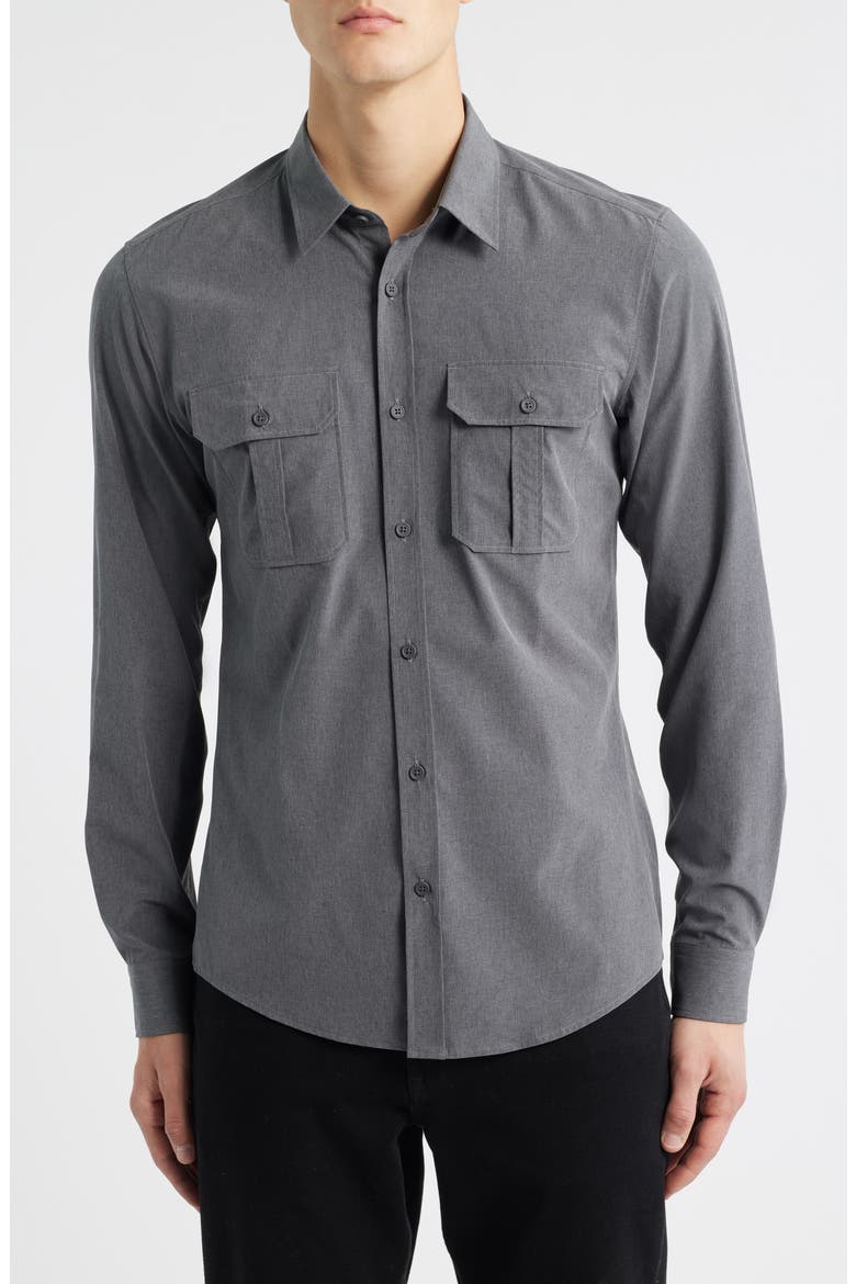 Roan Kent Slim Fit Performance Button-Up Shirt, Main, color, GREY