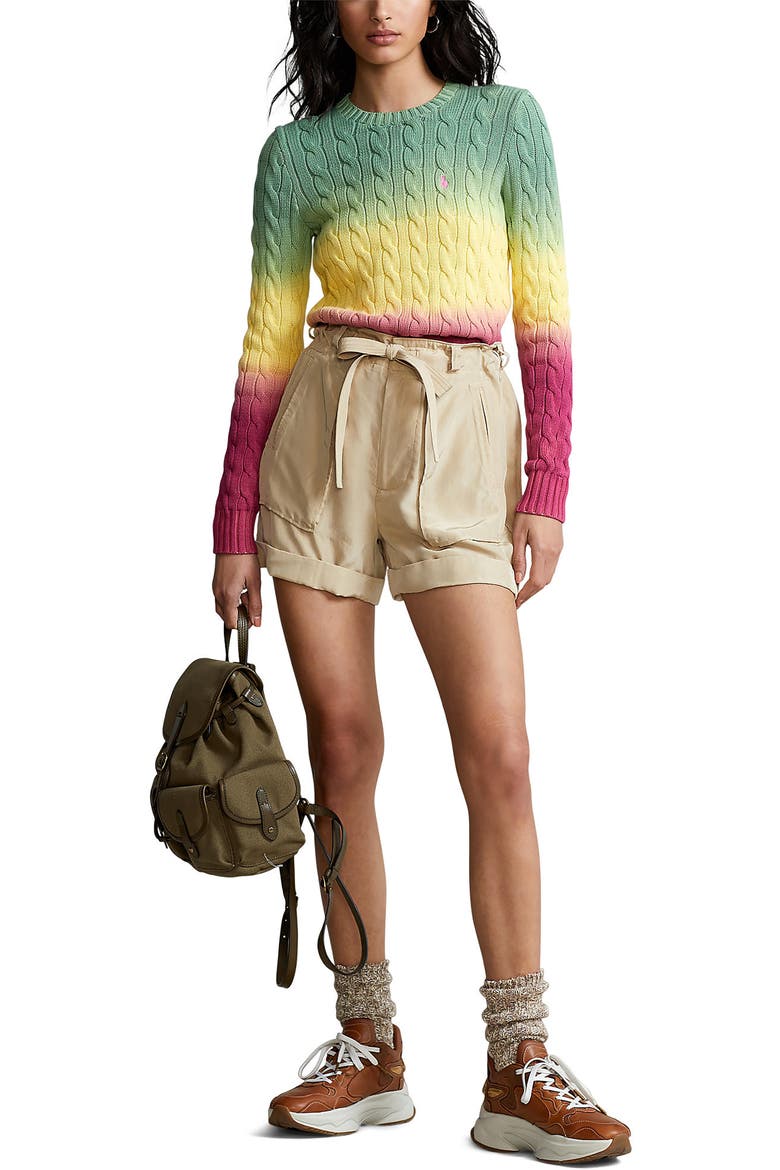 Tie Dye Stripe Cotton Cable Sweater, Alternate, color, MULTI
