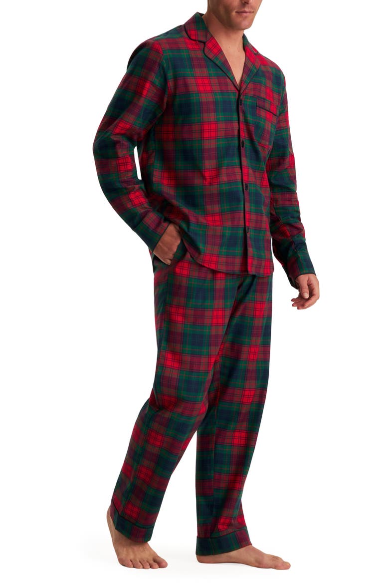 Plaid Cotton Twill Pajamas, Alternate, color, RED