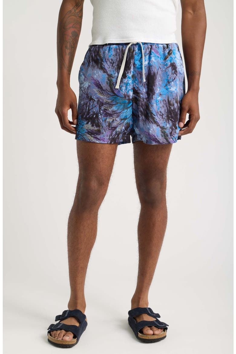 Roger Print Drawstring Shorts, Main, color, BLUE