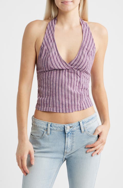 Quinn Stripe Linen Halter Top