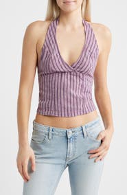 BDG Urban Outfitters Quinn Stripe Linen Halter Top