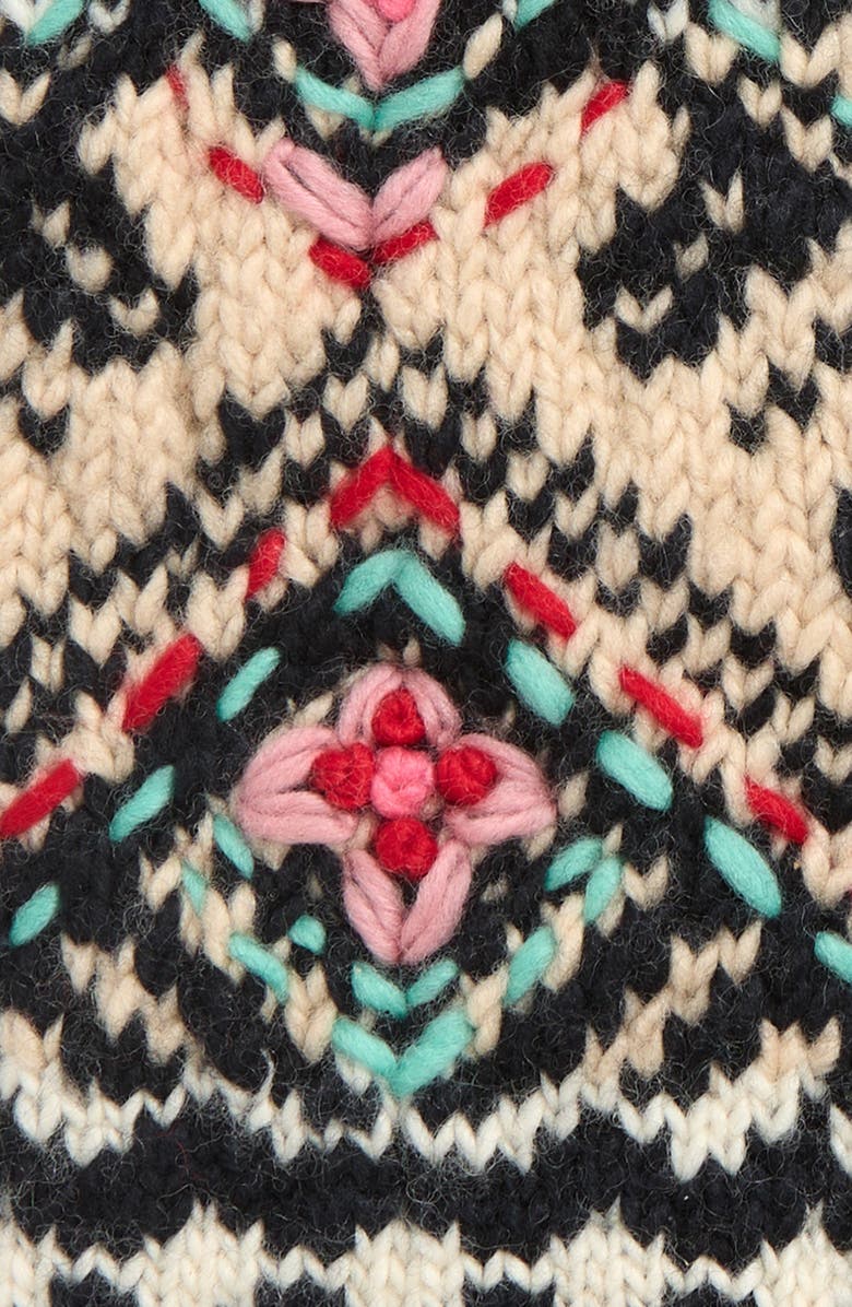 FRENCH KNOT Ingrid Hand Knit Wool Mittens, Alternate, color, Black