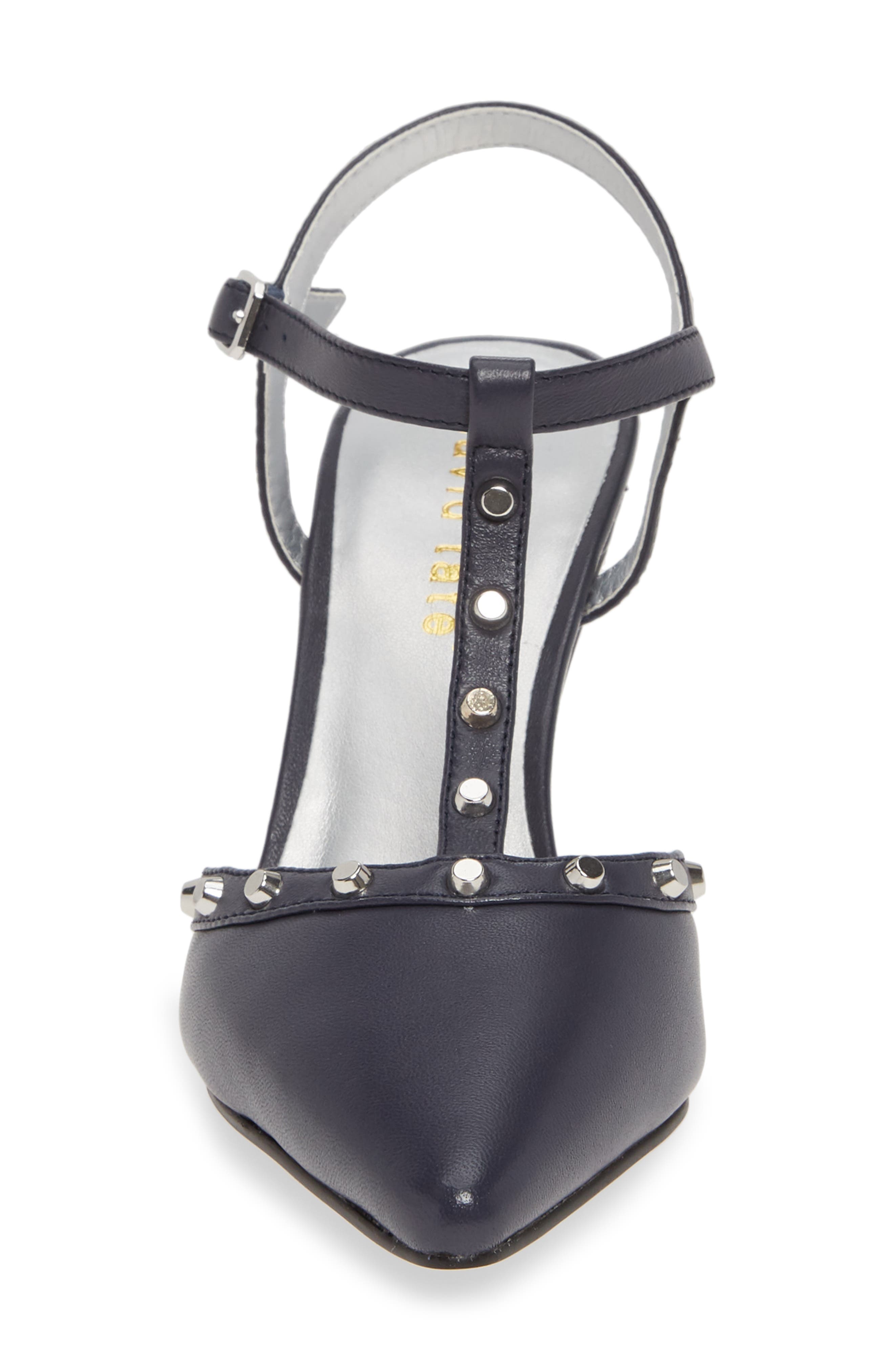 Valencia Studded Pointy Toe Pump, Alternate, color, NAVY LEATHER