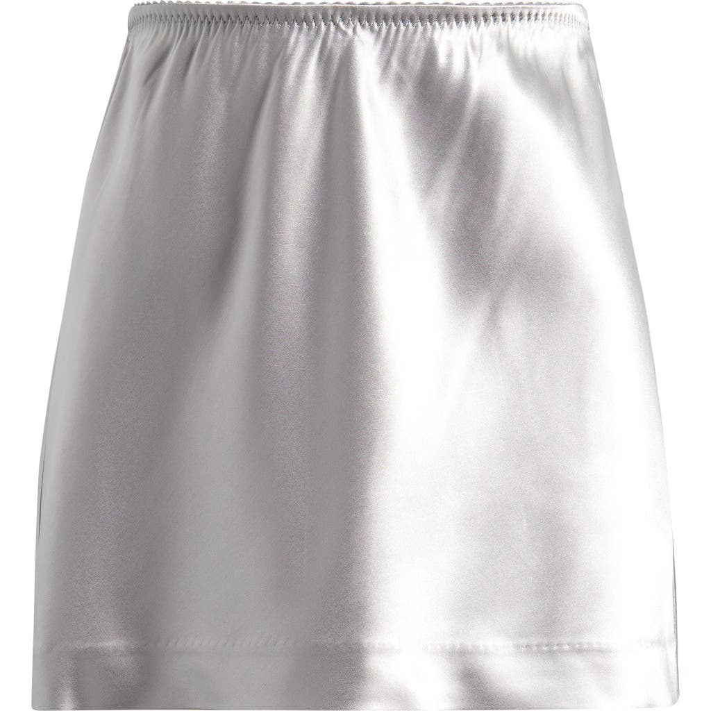 Skims Satin Miniskirt In Silver