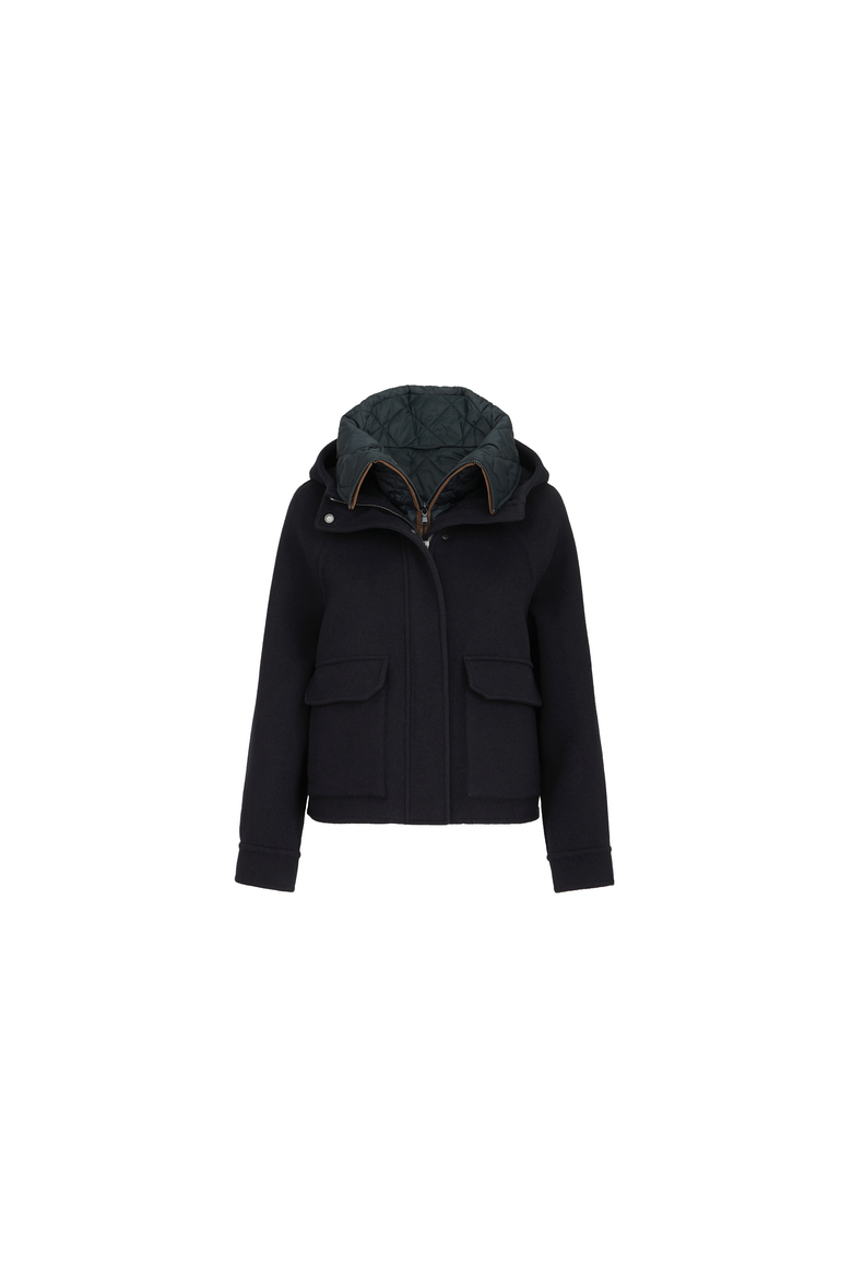 Hand-crafted outerwear jacket in virgin wool and cashmere double cloth with detachable Thermore®-padded vest, Alternate, color, Night