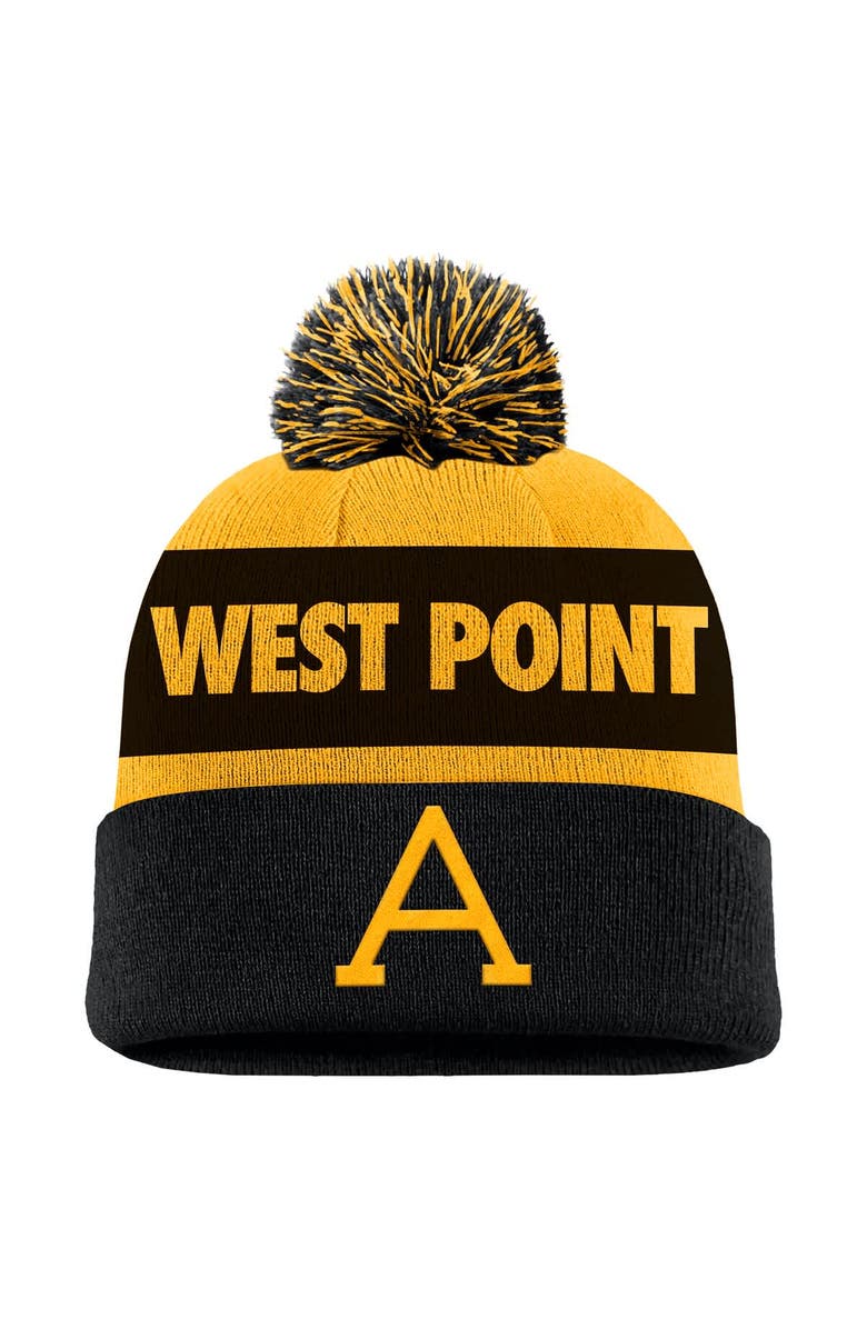 Nike Men
s Nike Gold Army Black Knights West Point Classic Collection Peak Stripe Cuffed Knit Hat with Pom, Main, color, Gold