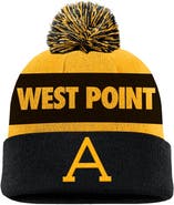 Nike Men's Nike Gold Army Black Knights West Point Classic Collection Peak Stripe Cuffed Knit Hat with Pom