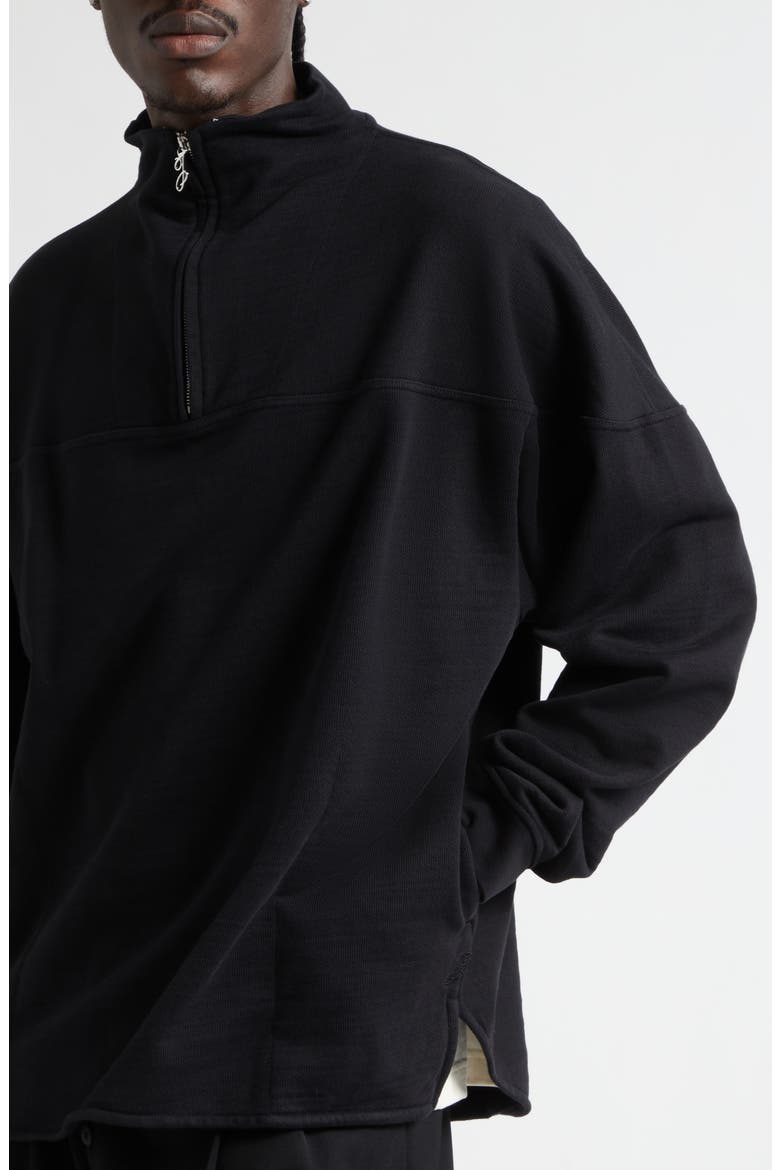 The Rond Carré Half Zip Sweatshirt, Alternate, color, BLACK