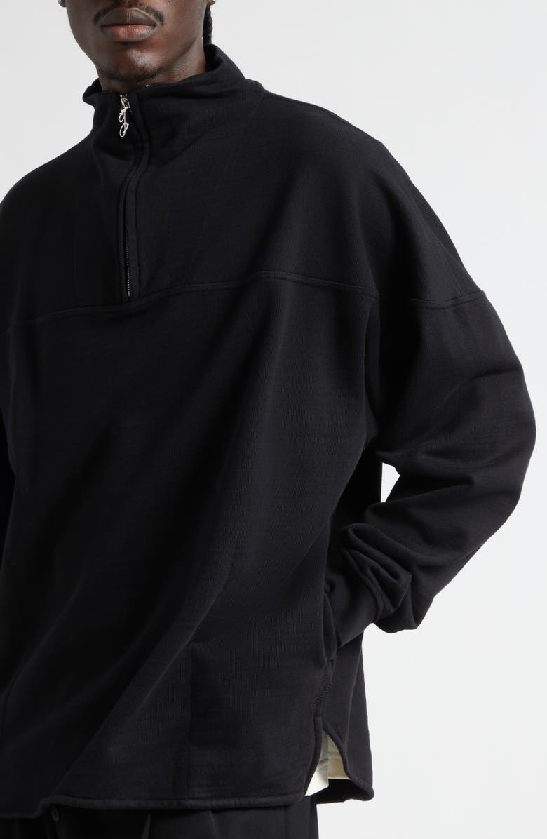 Jacquemus The Rond Carré Half Zip Sweatshirt, Alternate, color, Black