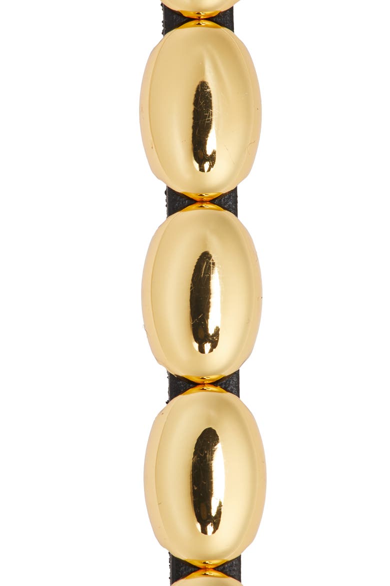 The Beaded Leather Skinny Belt, Alternate, color, BLACK WITH GOLD