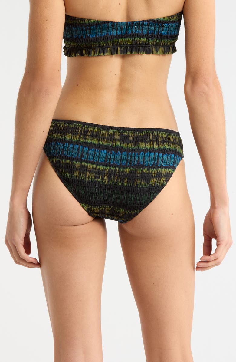 Ulla Johnson Marseille Tie Dye Smocked Bikini Bottoms, Alternate, color, Lagoon