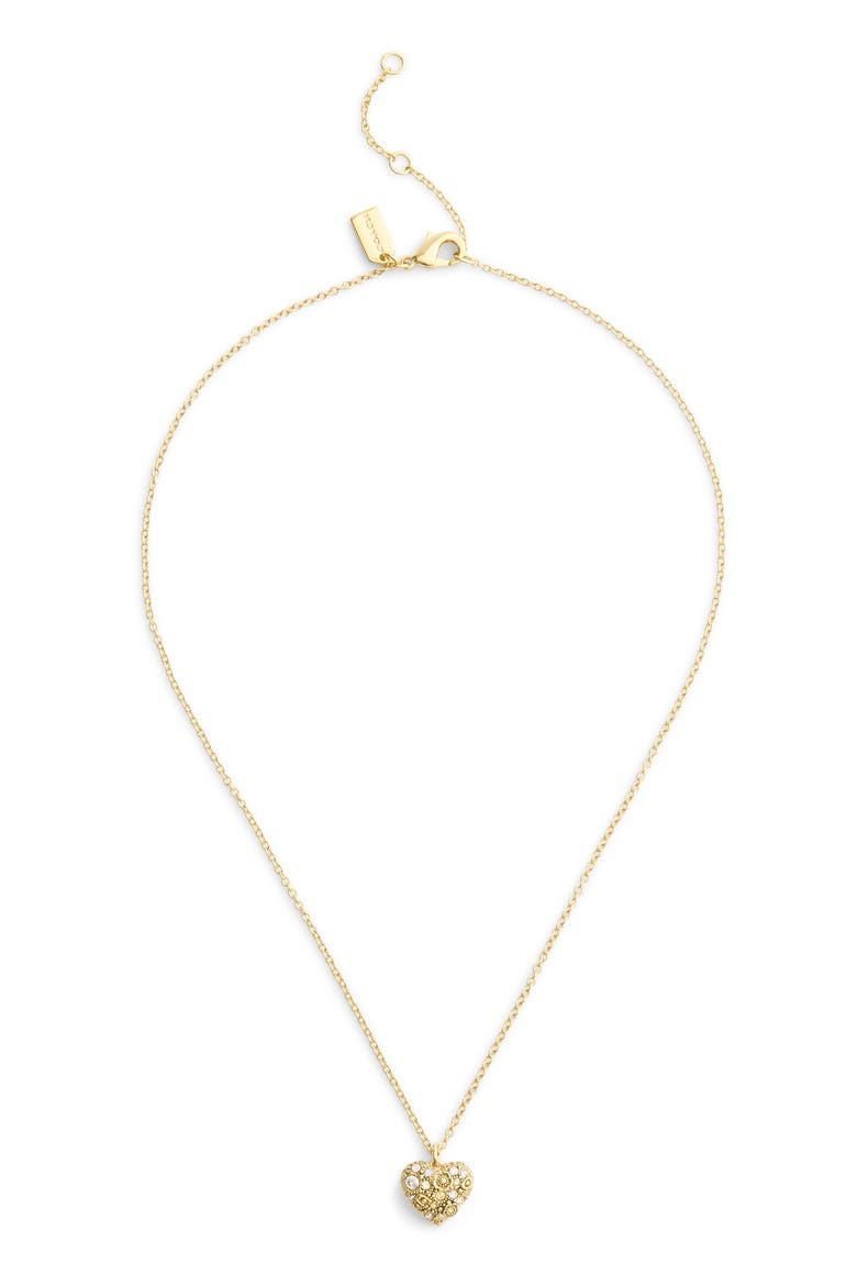 Pavé Heart Pendant Necklace & Stud Earrings Set, Alternate, color, CRYSTAL/ GOLD
