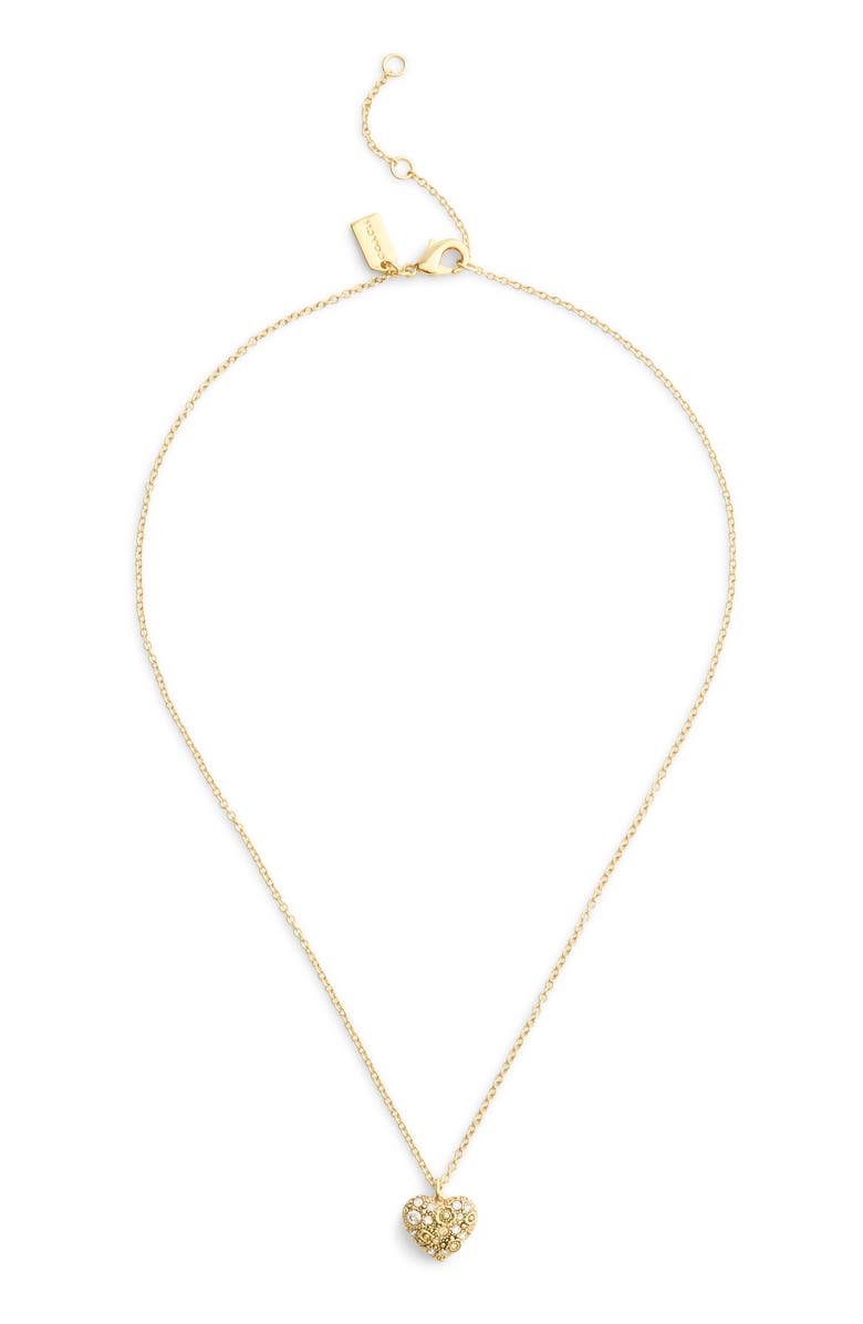 COACH Pavé Heart Pendant Necklace & Stud Earrings Set, Alternate, color, Crystal/ Gold