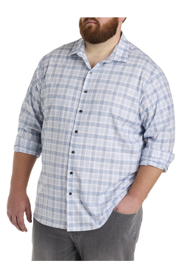 Big & Tall Plaid Sport Shirt, Main, color, BLUE