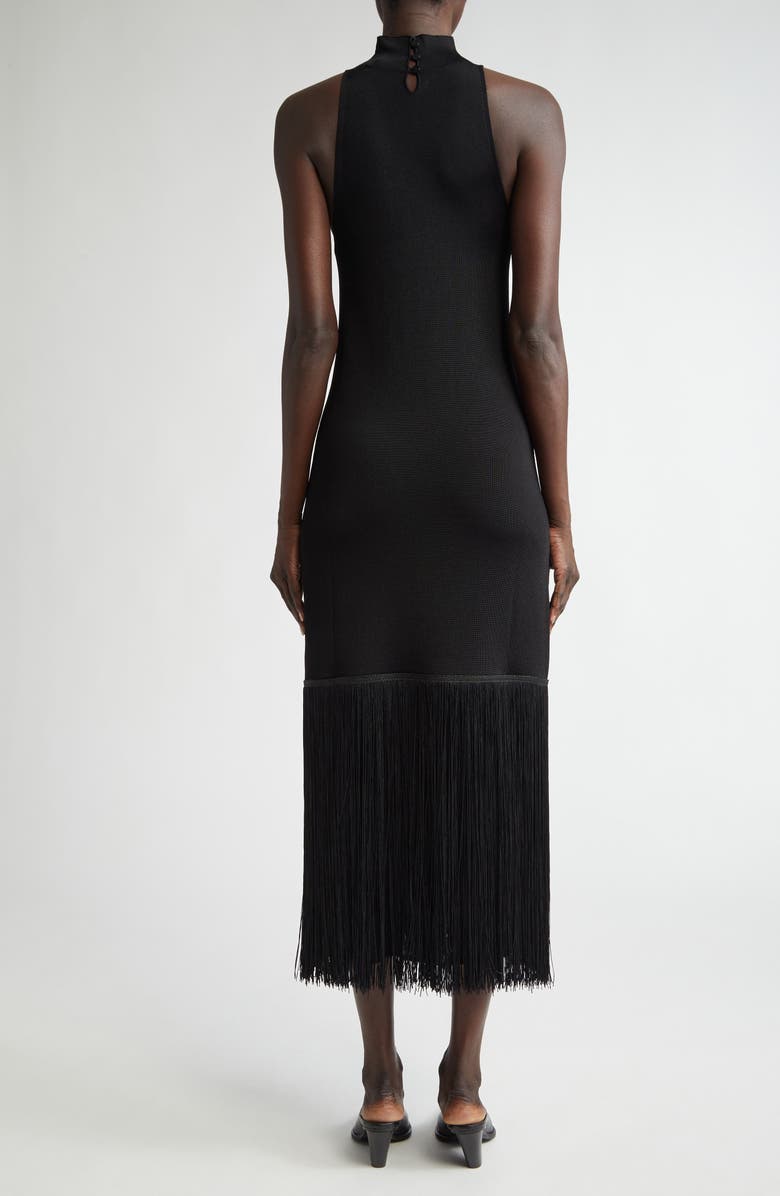 Altuzarra Cash Fringe Hem Midi Dress, Alternate, color, 000001 Black