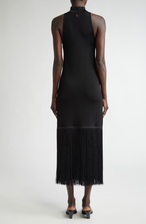 Altuzarra Cash Fringe Hem Midi Dress In 000001 Black
