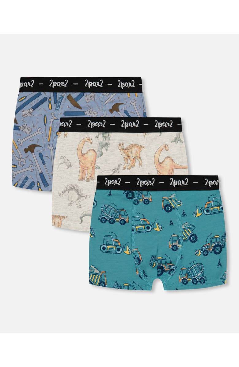 Deux par Deux Boy's Printed Organic Cotton Boxer Shorts (3 Pack) Multicolored, Main, color,