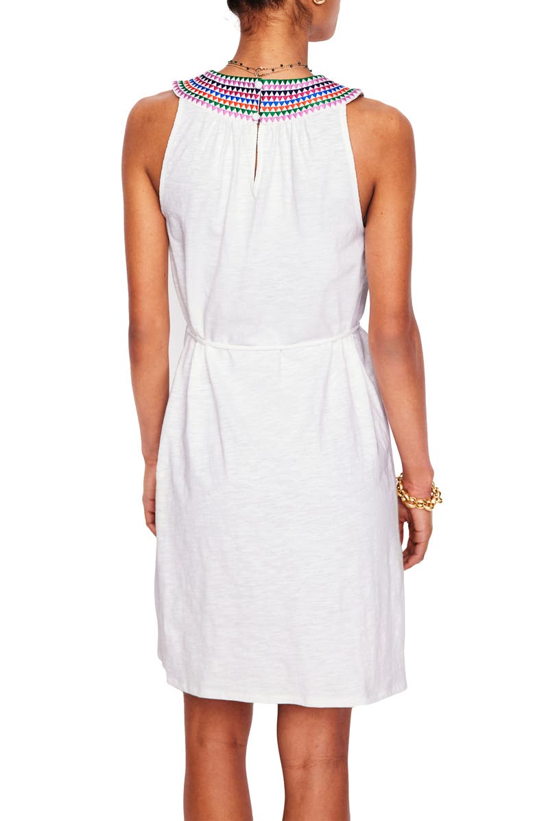Boden Eleni Embroidered Neckline Cotton Dress, Alternate, color, White