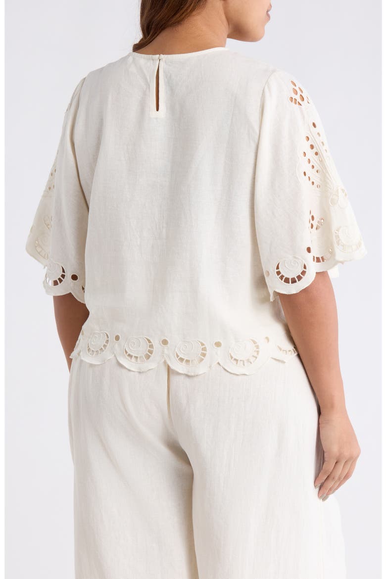 Cutout Linen Blend Top, Alternate, color, IVORY EGRET
