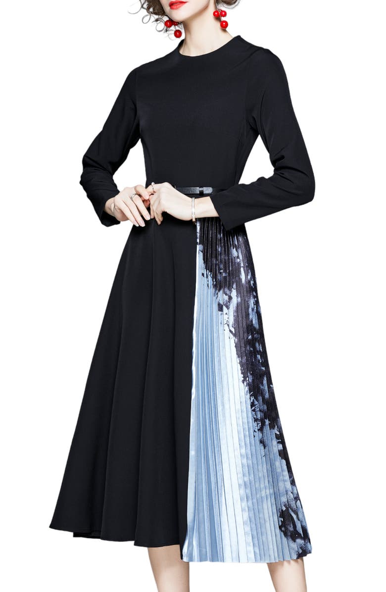 KAIMILAN Fit & Flare Long Sleeve Dress, Alternate, color, 
