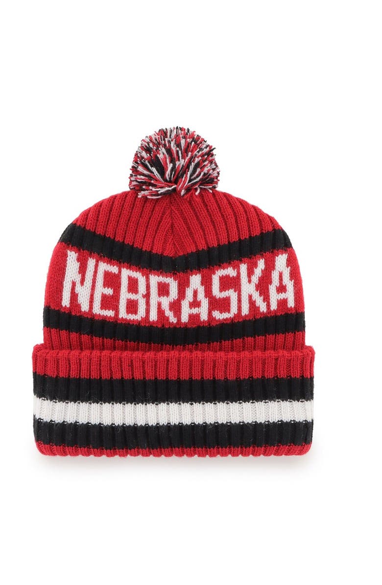 '47 Men's '47 Scarlet Nebraska Huskers Bering Cuffed Knit Hat with Pom, Alternate, color, Scarlet
