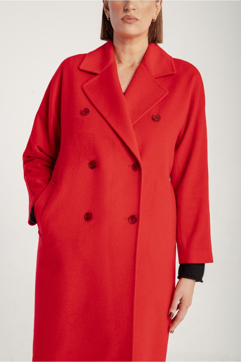 Cashmere Double Breasted Long Coat, Alternate, color, Red