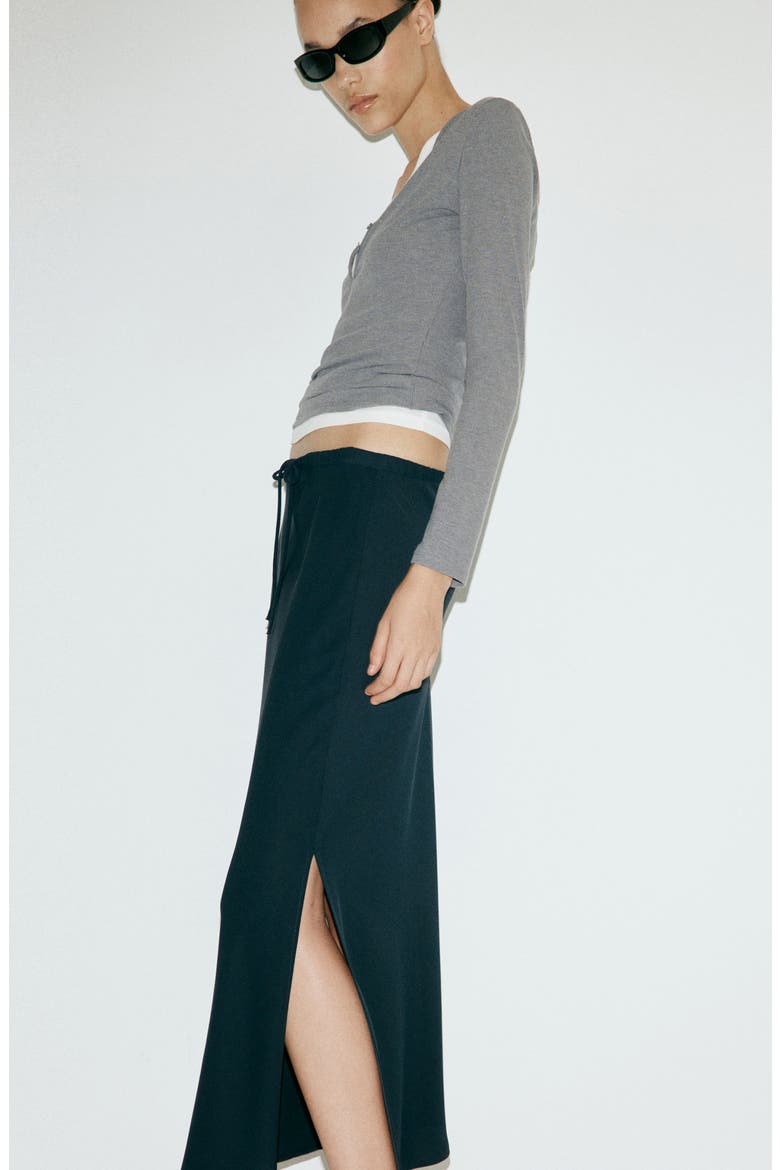 Drawstring Waist Maxi Skirt, Alternate, color, NAVY