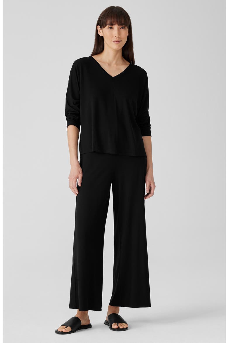 V-Neck Three-Quarter Sleeve Top, Alternate, color, BLACK