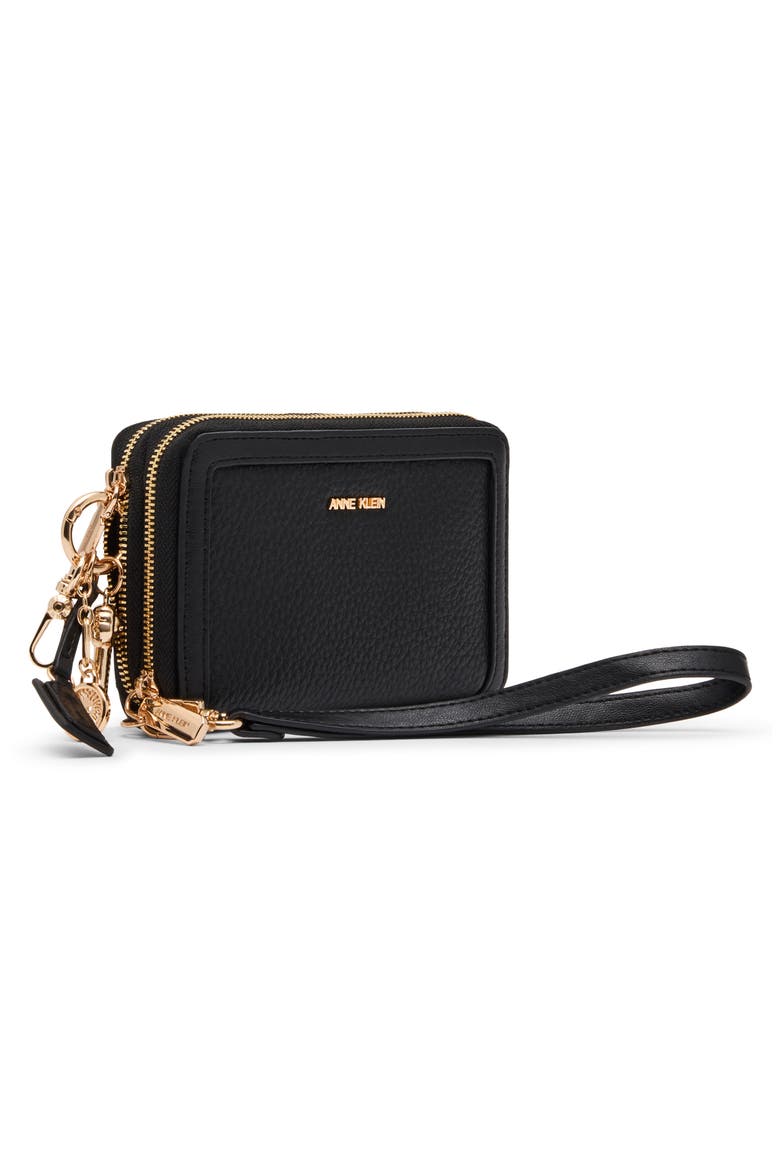 Double Zip Around Wallet, Alternate, color, BLACK
