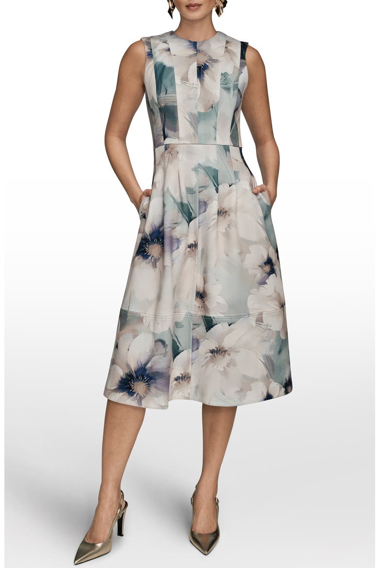Floral Fit & Flare Midi Dress, Main, color, LAUREL MULTI