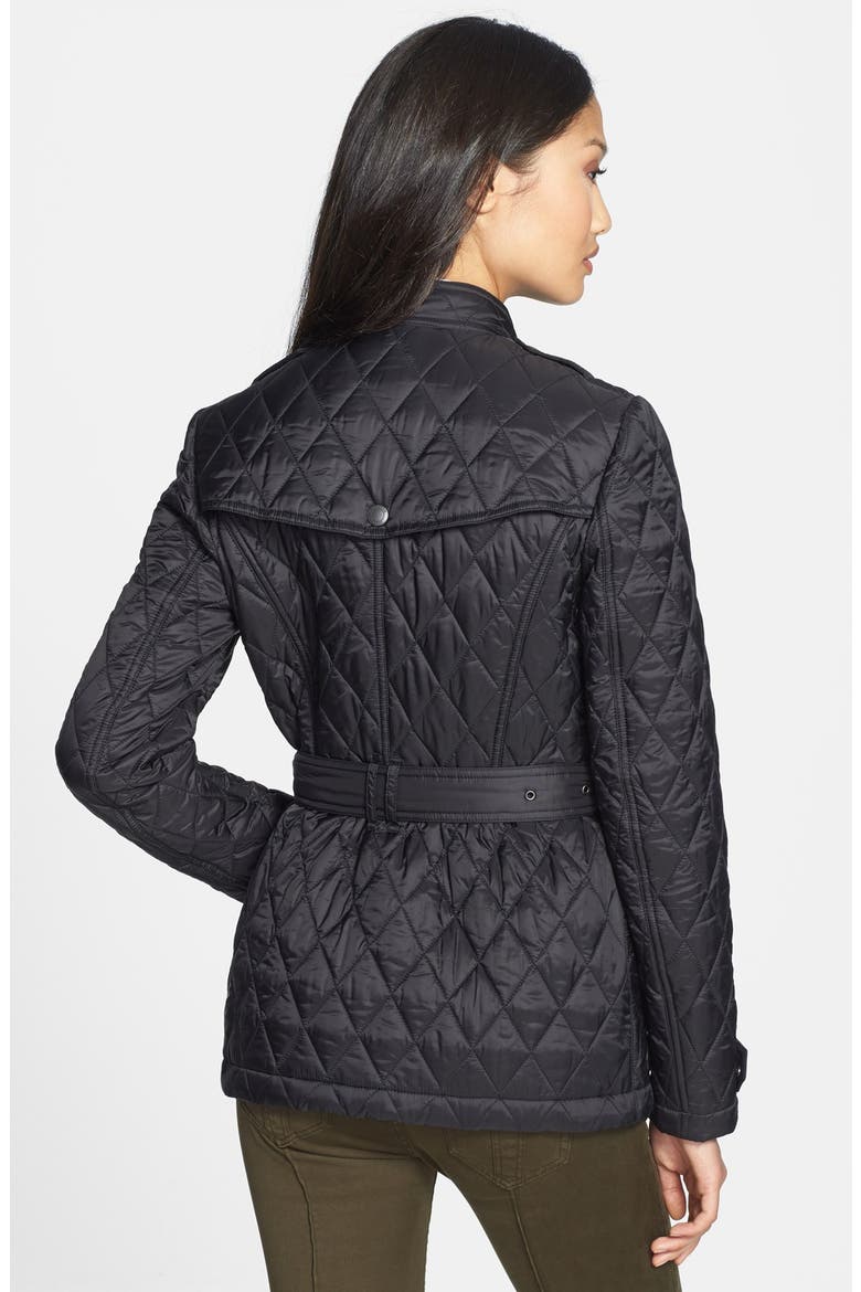'Starkford' Belted Quilted Jacket, Alternate, color, BLACK
