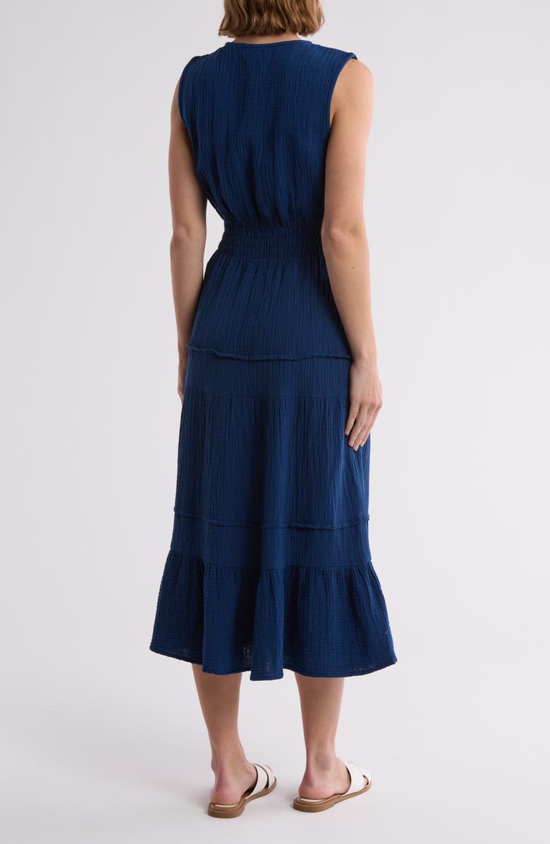Cotton Gauze Tiered Midi Dress