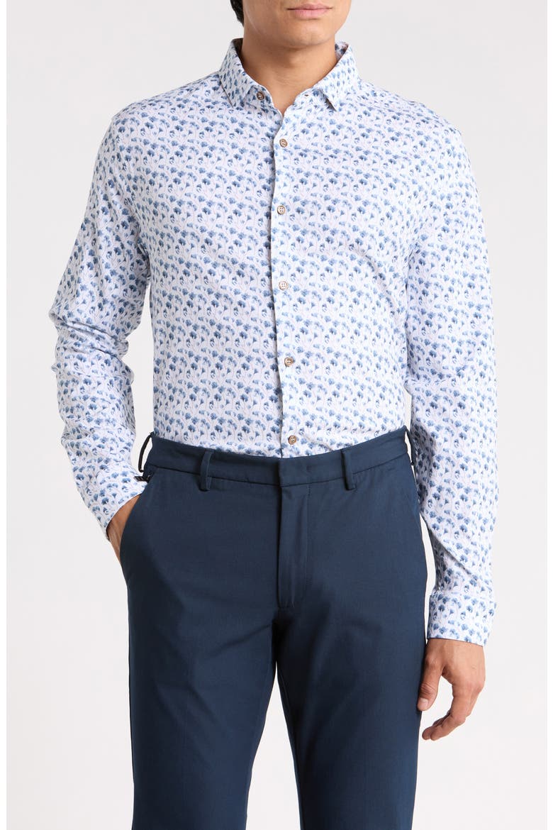Snowbrush Printed Button Up Shirt, Main, color, WHITE
