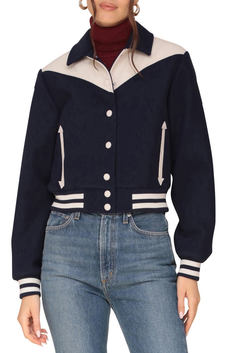 Avec Les Filles Western Bomber Jacket, Alternate, color,