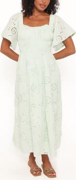Petal & Pup Tierney Eyelet Embroidered Midi Dress