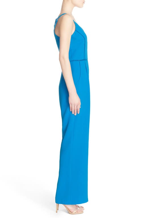 Adelyn Rae Sleeveless Crepe Jumpsuit In Blue