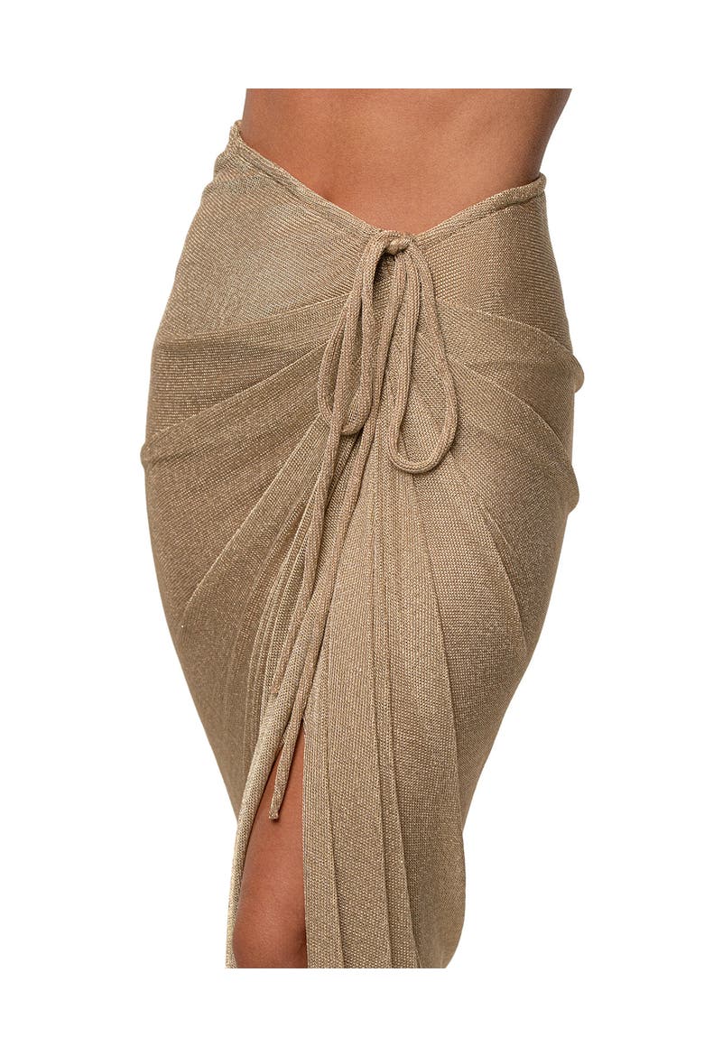 Noelia Metallic Slit Skirt, Alternate, color, Gold