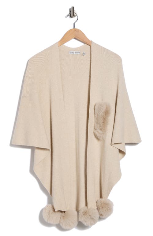 Patrizia Luca Faux Fur Trim Sweater Wrap In Neutral