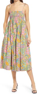 S/W/F Floral Print A-Line Cotton Dress