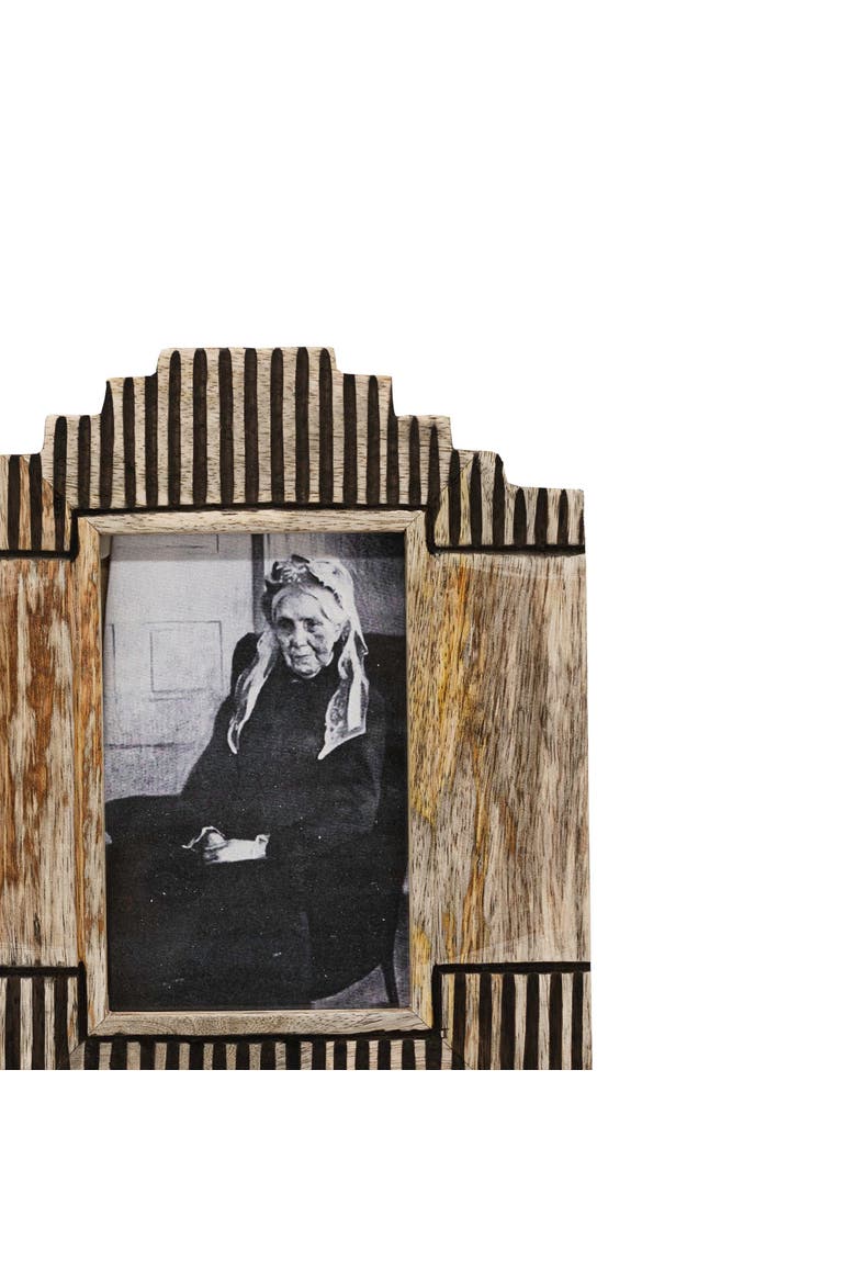 4x6 Monty Stepped Carved Natural Mango Wood Photo Picture Frame w/ Glass Pane, Alternate, color, Brown
