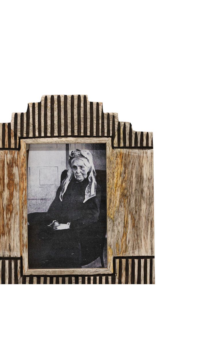 Foreside Home and Garden 4x6 Monty Stepped Carved Natural Mango Wood Photo Picture Frame w/ Glass Pane, Alternate, color, Brown