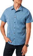 TravisMathew Per Aspera Mixed Medallion Short Sleeve Stretch Button-Up Shirt