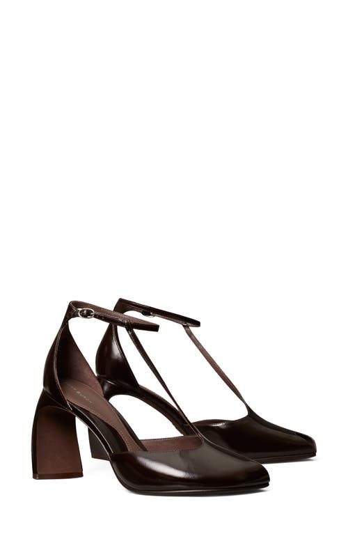 Tory Burch Peep-toe T-strap Heeled Sandal In Brown