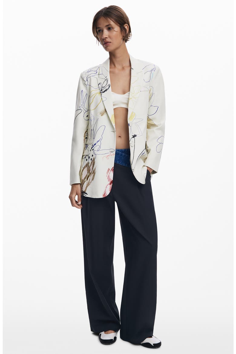 Abstract Print Blazer, Alternate, color, LIGHT BEIGE