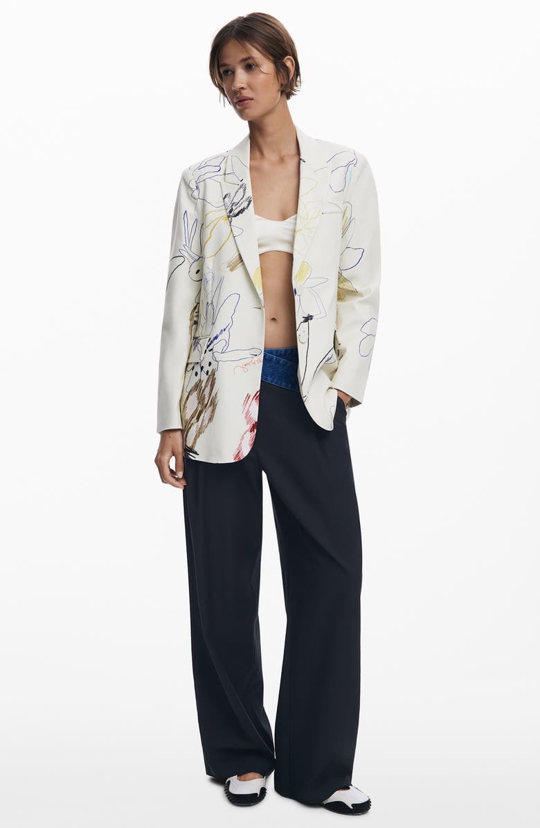 Desigual Abstract Print Blazer, Alternate, color, Light Beige